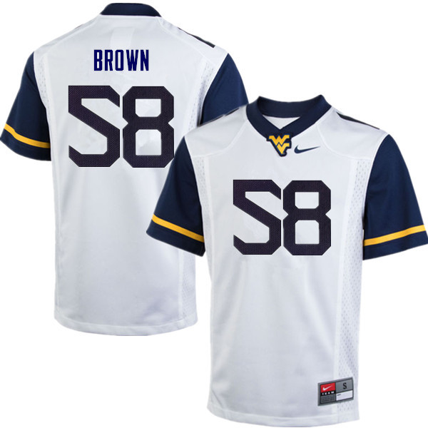 Men #58 Joe Brown West Virginia Mountaineers College Football Jerseys Sale-White - Click Image to Close